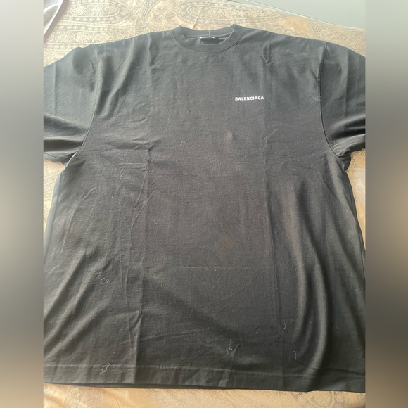 BALENCIAGA DEFILE LOGO PRINT LONG SLEEVE SHIRT BLACK OVERSIZED SZ S - Picture 2 of 7